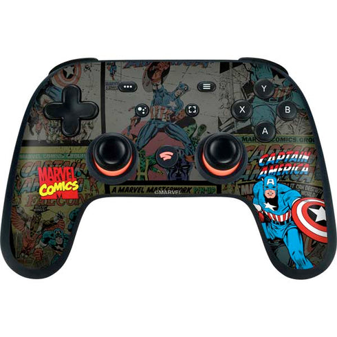 Marvel Classic Comics Captain America Vintage Google Stadia Controller Skin